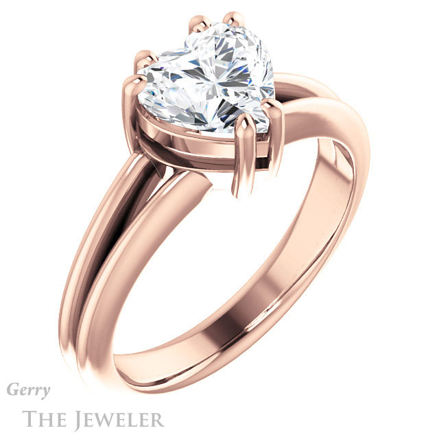 Heart Shaped Forever One Moissanite Engagement Ring #GTJ1230-heart-fb-r | Gerry The Jeweler Heart Shaped Forever Brilliant Moissanite Engagement Ring #GTJ1230-heart-fb-r