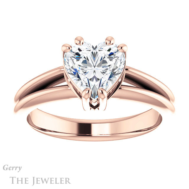 Heart Shaped Forever One Moissanite Engagement Ring #GTJ1230-heart-fb-r | Gerry The Jeweler Heart Shaped Forever Brilliant Moissanite Engagement Ring #GTJ1230-heart-fb-r