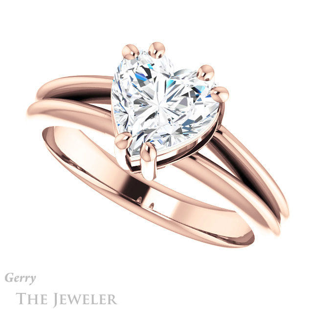 Heart Shaped Forever One Moissanite Engagement Ring #GTJ1230-heart-fb-r | Gerry The Jeweler Heart Shaped Forever Brilliant Moissanite Engagement Ring #GTJ1230-heart-fb-r