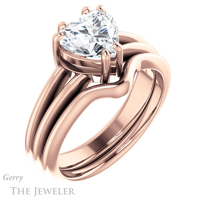 Heart Shaped Forever One Moissanite Engagement Ring #GTJ1230-heart-fb-r | Gerry The Jeweler Heart Shaped Forever Brilliant Moissanite Engagement Ring #GTJ1230-heart-fb-r
