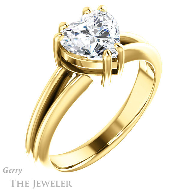 Heart Shaped Forever One Moissanite Engagement Ring #GTJ1230-heart-fb-y | Gerry The Jeweler Heart Shaped Forever Brilliant Moissanite Engagement Ring #GTJ1230-heart-fb-y