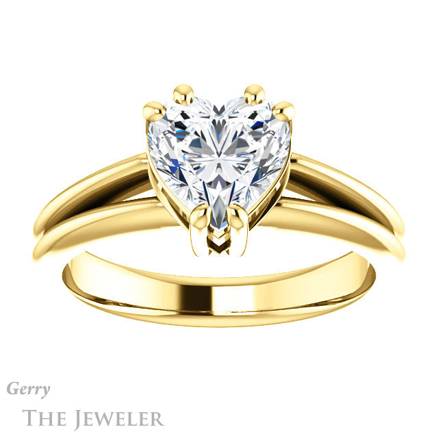 Heart Shaped Forever One Moissanite Engagement Ring #GTJ1230-heart-fb-y | Gerry The Jeweler Heart Shaped Forever Brilliant Moissanite Engagement Ring #GTJ1230-heart-fb-y