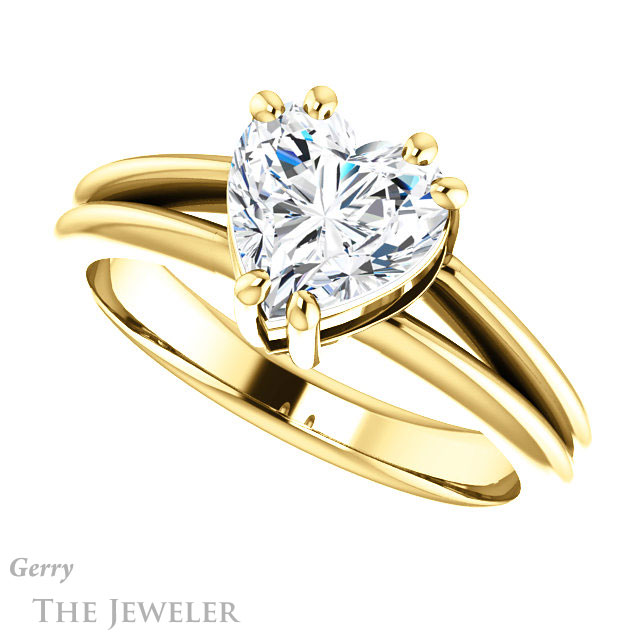 Heart Shaped Forever One Moissanite Engagement Ring #GTJ1230-heart-fb-y | Gerry The Jeweler Heart Shaped Forever Brilliant Moissanite Engagement Ring #GTJ1230-heart-fb-y
