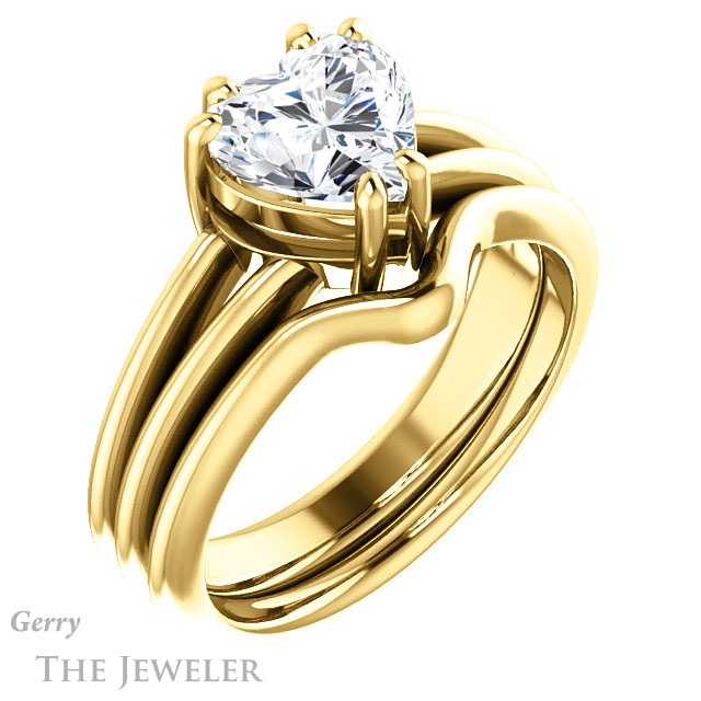 Heart Shaped Forever One Moissanite Engagement Ring #GTJ1230-heart-fb-y | Gerry The Jeweler Heart Shaped Forever Brilliant Moissanite Engagement Ring #GTJ1230-heart-fb-y