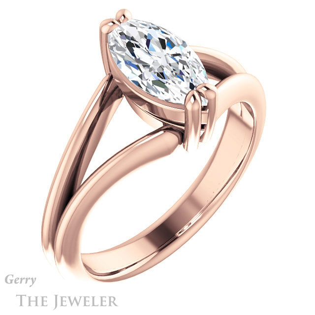 Marquise Cut Forever One Moissanite Engagement Ring #GTJ1230-marquise-fb-r | Gerry The Jeweler Marquise Cut Forever Brilliant Moissanite Engagement Ring #GTJ1230-marquise-fb-r