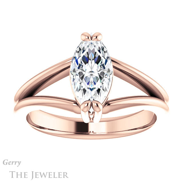 Marquise Cut Forever One Moissanite Engagement Ring #GTJ1230-marquise-fb-r | Gerry The Jeweler Marquise Cut Forever Brilliant Moissanite Engagement Ring #GTJ1230-marquise-fb-r