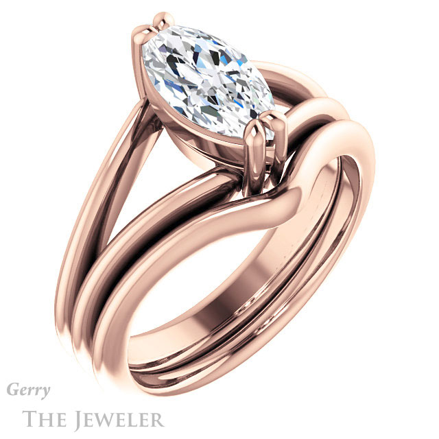 Marquise Cut Forever One Moissanite Engagement Ring #GTJ1230-marquise-fb-r | Gerry The Jeweler Marquise Cut Forever Brilliant Moissanite Engagement Ring #GTJ1230-marquise-fb-r