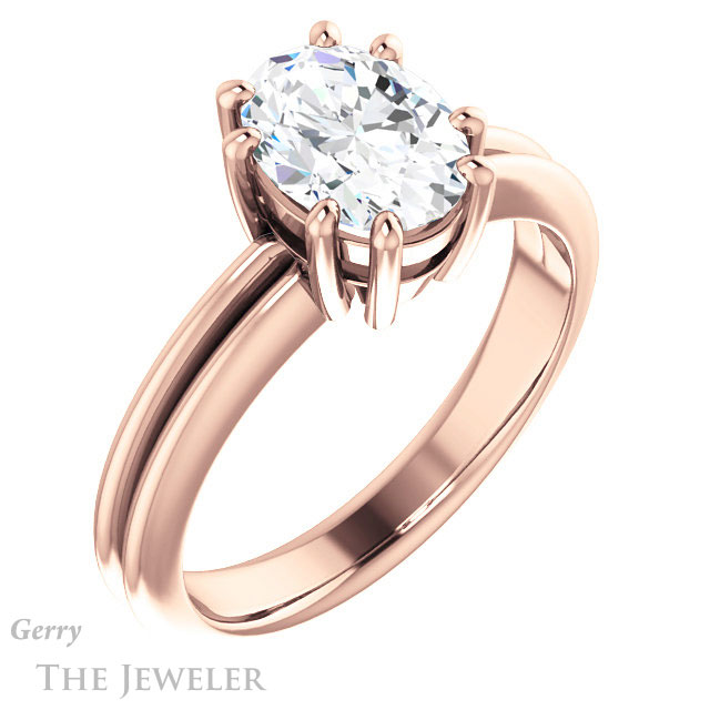 Oval Shaped Forever One Moissanite Engagement Ring #GTJ1230-oval-fo-r | Gerry The Jeweler Oval Shaped Forever One Moissanite Engagement Ring #GTJ1230-oval-fo-r