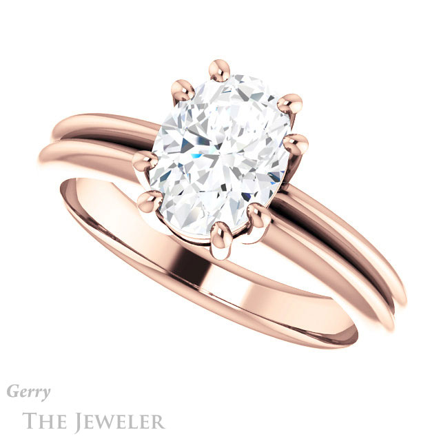 Oval Shaped Forever One Moissanite Engagement Ring #GTJ1230-oval-fo-r | Gerry The Jeweler Oval Shaped Forever One Moissanite Engagement Ring #GTJ1230-oval-fo-r
