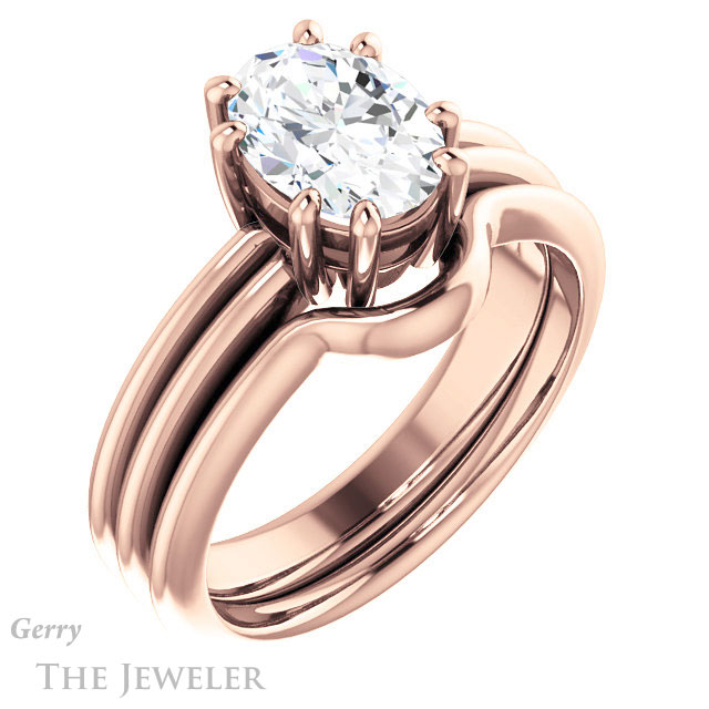 Oval Shaped Forever One Moissanite Engagement Ring #GTJ1230-oval-fo-r | Gerry The Jeweler Oval Shaped Forever One Moissanite Engagement Ring #GTJ1230-oval-fo-r