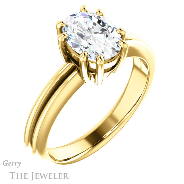 Oval Shaped Forever One Moissanite Engagement Ring #GTJ1230-oval-fo-y | Gerry The Jeweler Oval Shaped Forever One Moissanite Engagement Ring #GTJ1230-oval-fo-y