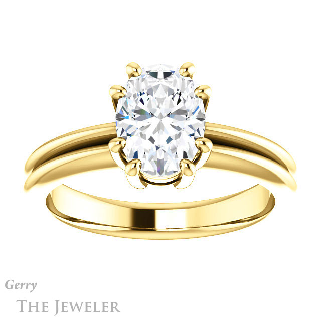 Oval Shaped Forever One Moissanite Engagement Ring #GTJ1230-oval-fo-y | Gerry The Jeweler Oval Shaped Forever One Moissanite Engagement Ring #GTJ1230-oval-fo-y