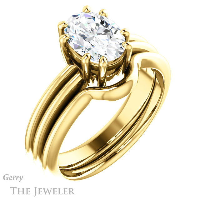 Oval Shaped Forever One Moissanite Engagement Ring #GTJ1230-oval-fo-y | Gerry The Jeweler Oval Shaped Forever One Moissanite Engagement Ring #GTJ1230-oval-fo-y