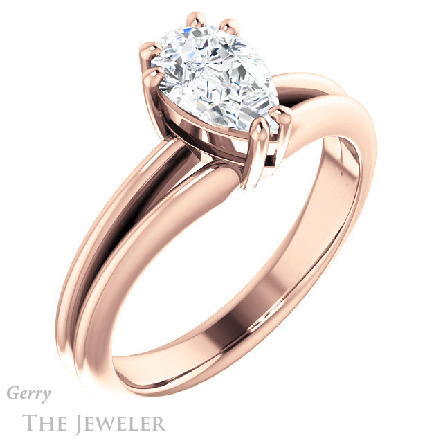 Pear Shaped Forever One Moissanite Engagement Ring #GTJ1230-pear-fb-r | Gerry The Jeweler Pear Shaped Forever Brilliant Moissanite Engagement Ring #GTJ1230-pear-fb-r