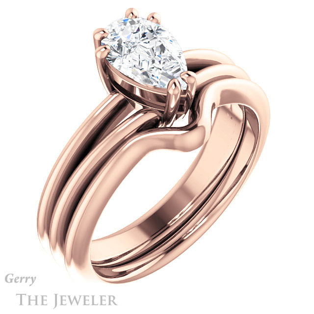 Pear Shaped Forever One Moissanite Engagement Ring #GTJ1230-pear-fb-r | Gerry The Jeweler Pear Shaped Forever Brilliant Moissanite Engagement Ring #GTJ1230-pear-fb-r