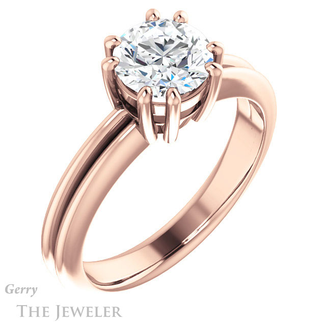 Round Cut Forever One Moissanite Engagement Ring #GTJ1230-round-fo-r | Gerry The Jeweler Round Cut Forever One Moissanite Engagement Ring #GTJ1230-round-fo-r