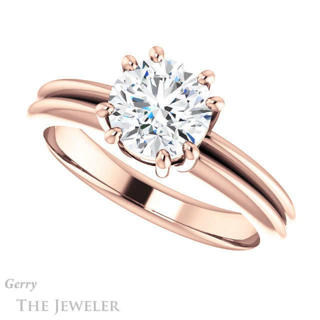 Round Cut Forever One Moissanite Engagement Ring #GTJ1230-round-fo-r | Gerry The Jeweler Round Cut Forever One Moissanite Engagement Ring #GTJ1230-round-fo-r