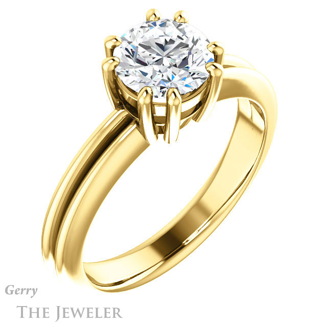 Round Cut Forever One Moissanite Engagement Ring #GTJ1230-round-fo-y | Gerry The Jeweler Round Cut Forever One Moissanite Engagement Ring #GTJ1230-round-fo-y