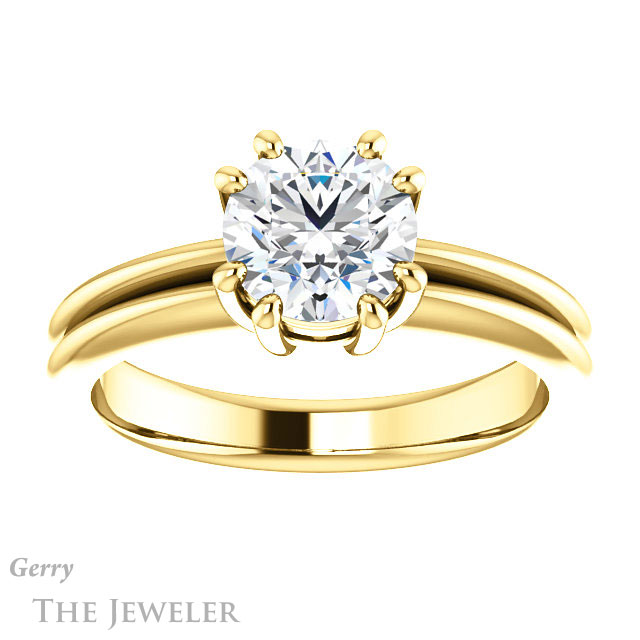 Round Cut Forever One Moissanite Engagement Ring #GTJ1230-round-fo-y | Gerry The Jeweler Round Cut Forever One Moissanite Engagement Ring #GTJ1230-round-fo-y