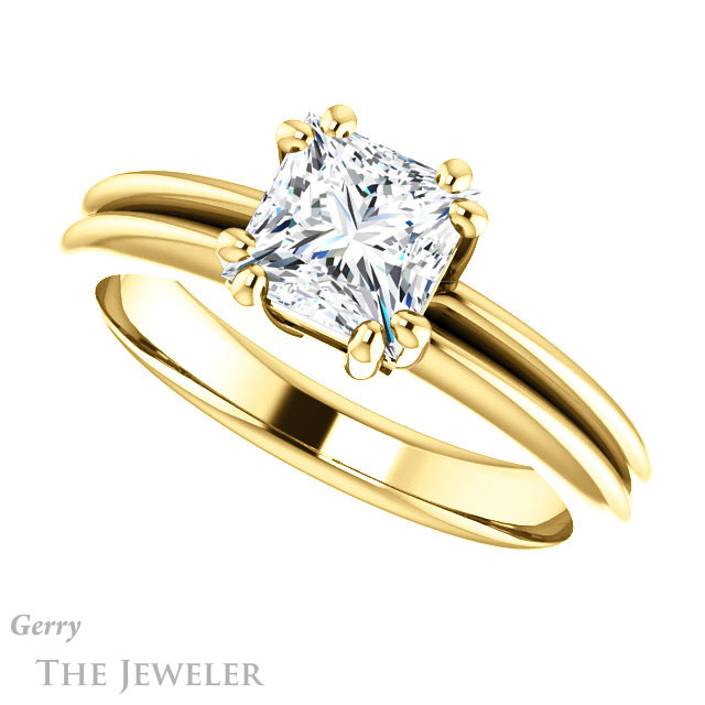 Princess Cut Forever One Moissanite Engagement Ring #GTJ1230-square-fo-y | Gerry The Jeweler Princess Cut Forever One Moissanite Engagement Ring #GTJ1230-square-fo-y