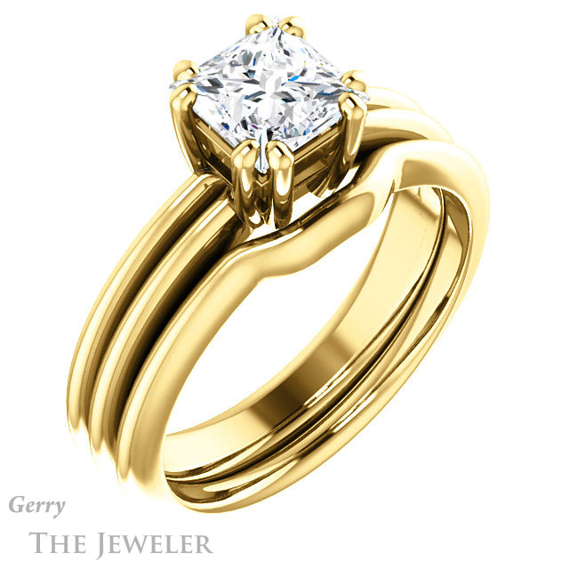 Princess Cut Forever One Moissanite Engagement Ring #GTJ1230-square-fo-y | Gerry The Jeweler Princess Cut Forever One Moissanite Engagement Ring #GTJ1230-square-fo-y