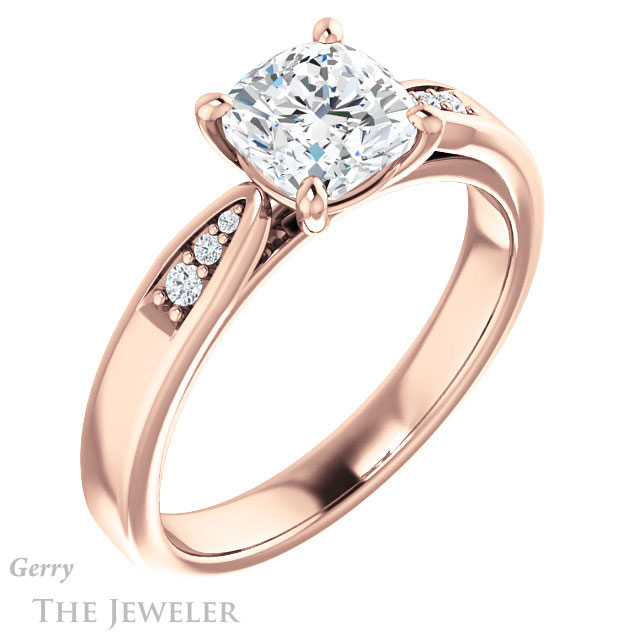 Cushion Cut Forever One Moissanite Engagement Ring #GTJ1232-cushion-fo-r 4 Cushion Cut Forever One Moissanite Engagement Ring #GTJ1232-cushion-fo-r