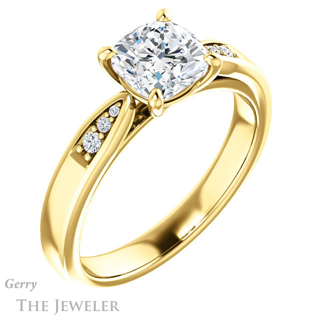 Cushion Cut Forever One Moissanite Engagement Ring #GTJ1232-cushion-fo-y 4 Cushion Cut Forever One Moissanite Engagement Ring #GTJ1232-cushion-fo-y