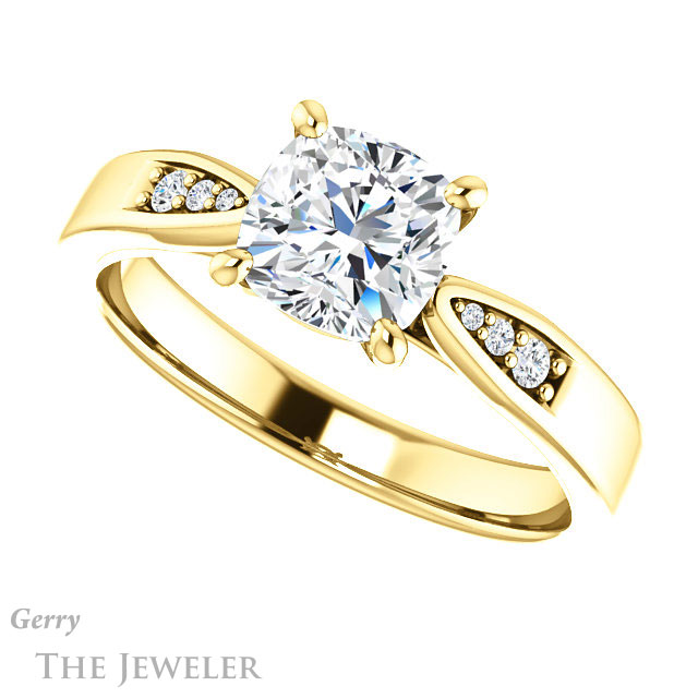 Cushion Cut Forever One Moissanite Engagement Ring #GTJ1232-cushion-fo-y 5 Cushion Cut Forever One Moissanite Engagement Ring #GTJ1232-cushion-fo-y