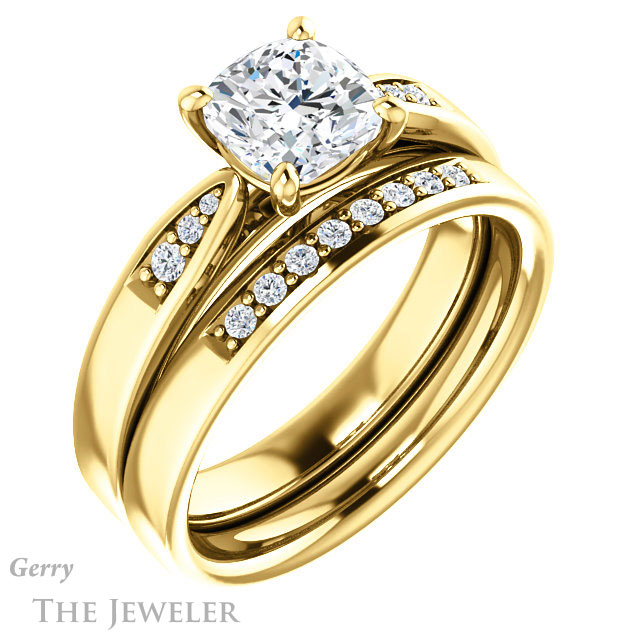 Cushion Cut Forever One Moissanite Engagement Ring #GTJ1232-cushion-fo-y 6 Cushion Cut Forever One Moissanite Engagement Ring #GTJ1232-cushion-fo-y