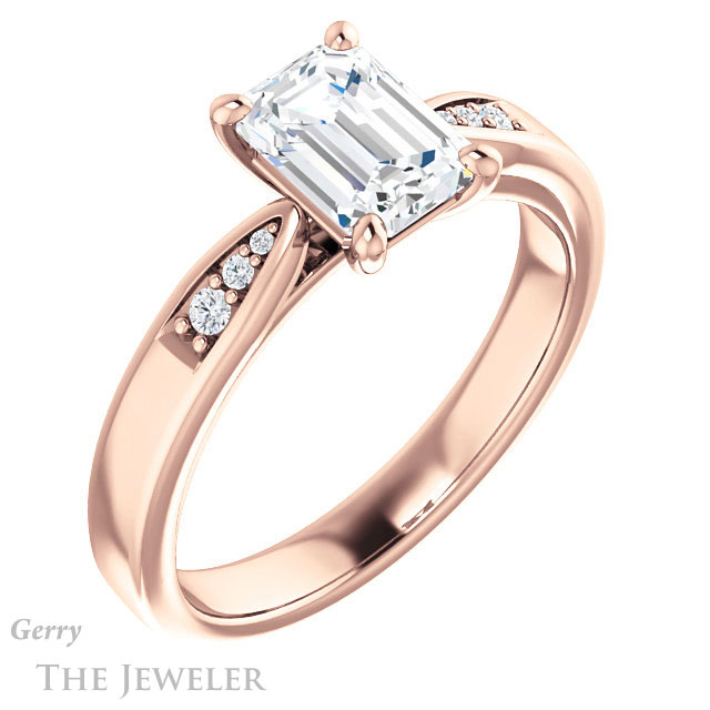 Emerald Cut Forever One Moissanite Engagement Ring #GTJ1232-emerald-fb-r 4 Emerald Cut Forever Brilliant Moissanite Engagement Ring #GTJ1232-emerald-fb-r