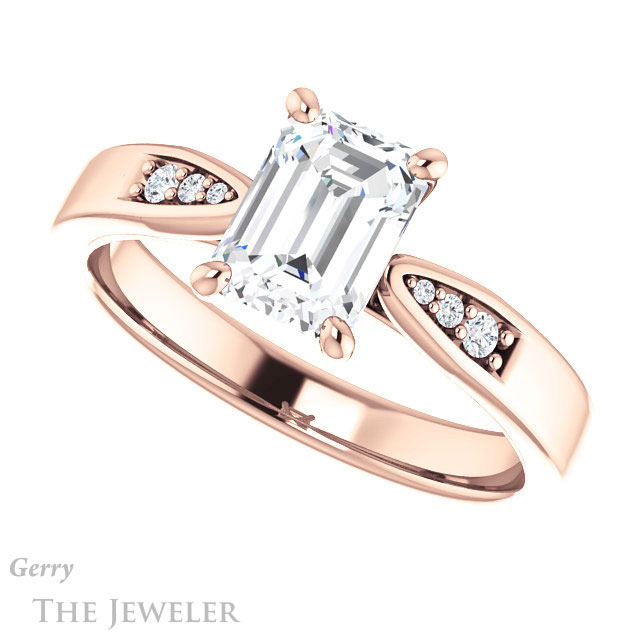 Emerald Cut Forever One Moissanite Engagement Ring #GTJ1232-emerald-fb-r 5 Emerald Cut Forever Brilliant Moissanite Engagement Ring #GTJ1232-emerald-fb-r