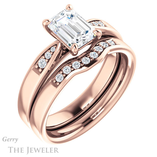 Emerald Cut Forever One Moissanite Engagement Ring #GTJ1232-emerald-fb-r 6 Emerald Cut Forever Brilliant Moissanite Engagement Ring #GTJ1232-emerald-fb-r