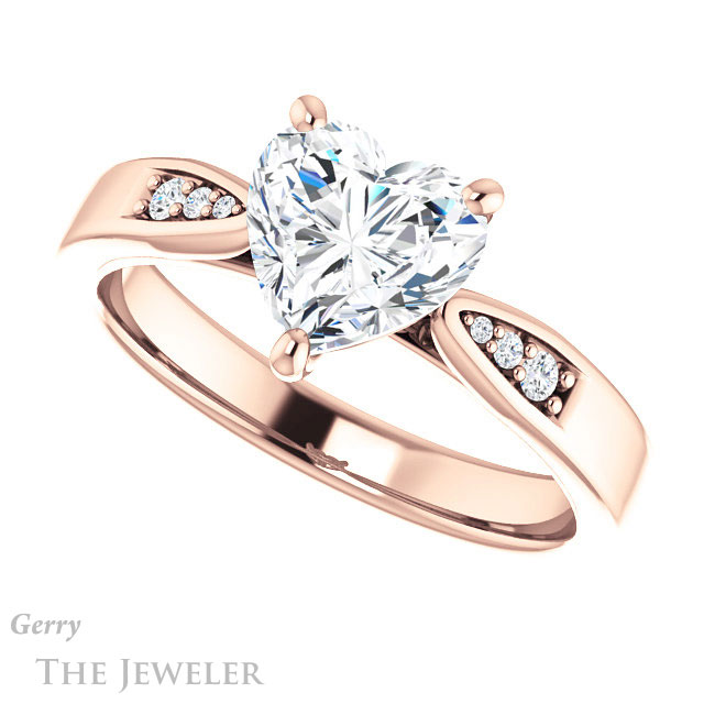 Heart Shaped Forever Brilliant Moissanite Engagement Ring #GTJ1232-heart-fb-r