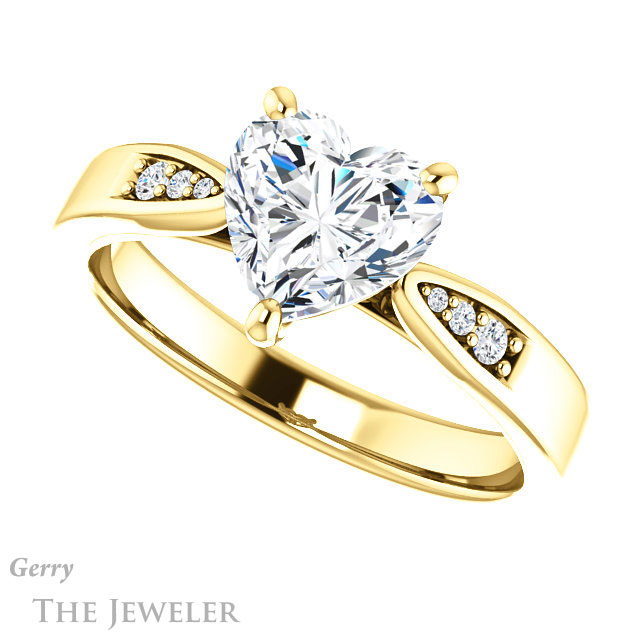 Heart Shaped Forever Brilliant Moissanite Engagement Ring #GTJ1232-heart-fb-y