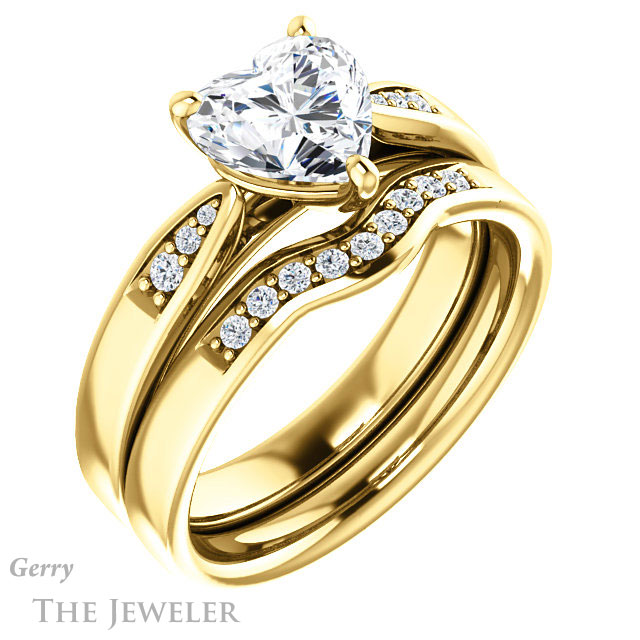 Heart Shaped Forever Brilliant Moissanite Engagement Ring #GTJ1232-heart-fb-y