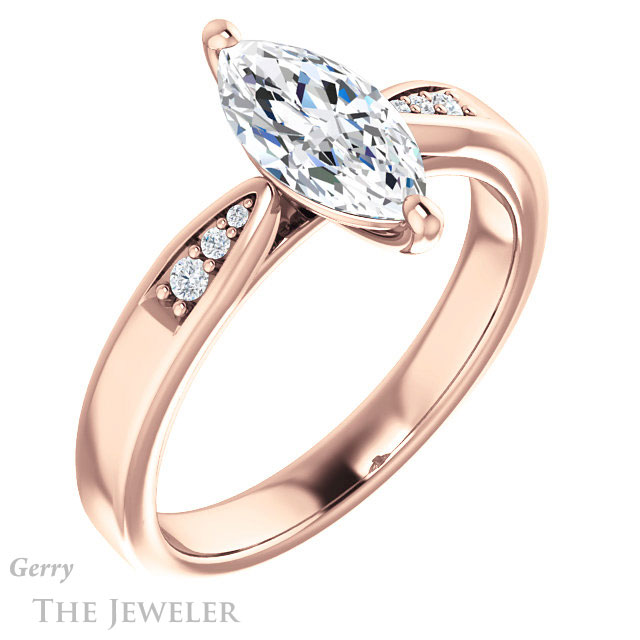 Marquise Cut Forever One Moissanite Engagement Ring #GTJ1232-marquise-fb-r 4 Marquise Cut Forever Brilliant Moissanite Engagement Ring #GTJ1232-marquise-fb-r