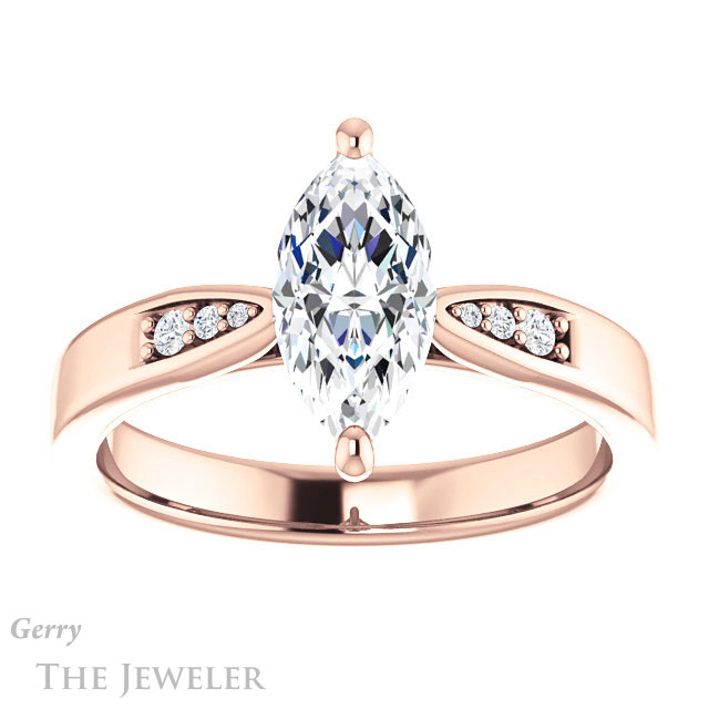 Marquise Cut Forever One Moissanite Engagement Ring #GTJ1232-marquise-fb-r 1 Marquise Cut Forever Brilliant Moissanite Engagement Ring #GTJ1232-marquise-fb-r