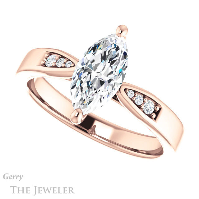 Marquise Cut Forever One Moissanite Engagement Ring #GTJ1232-marquise-fb-r 5 Marquise Cut Forever Brilliant Moissanite Engagement Ring #GTJ1232-marquise-fb-r
