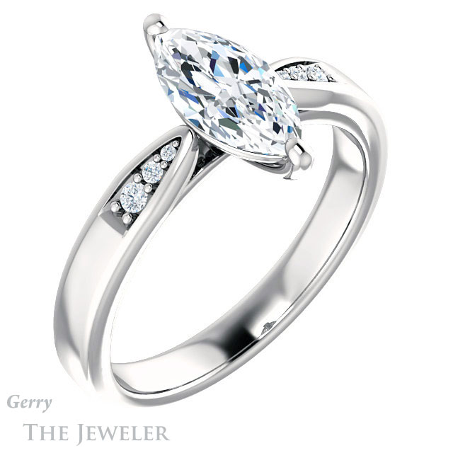 Marquise Cut Forever Brilliant Moissanite Engagement Ring #GTJ1232-marquise-fb-w