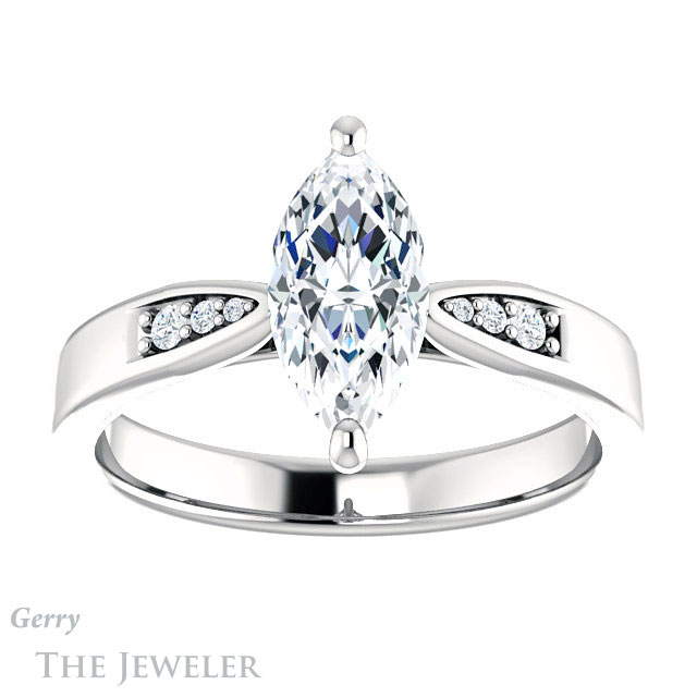 Marquise Cut Forever Brilliant Moissanite Engagement Ring #GTJ1232-marquise-fb-w