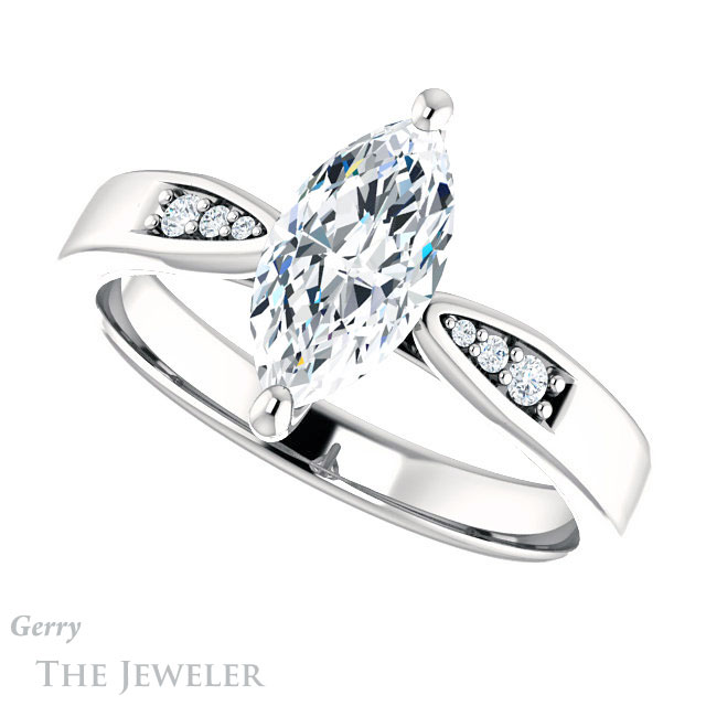 Marquise Cut Forever Brilliant Moissanite Engagement Ring #GTJ1232-marquise-fb-w