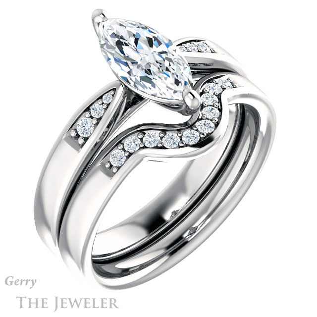 Marquise Cut Forever Brilliant Moissanite Engagement Ring #GTJ1232-marquise-fb-w