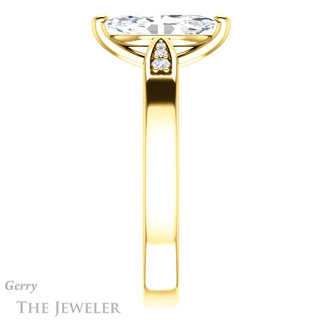 Marquise Cut Forever One Moissanite Engagement Ring #GTJ1232-marquise-fb-y 3 Marquise Cut Forever Brilliant Moissanite Engagement Ring #GTJ1232-marquise-fb-y