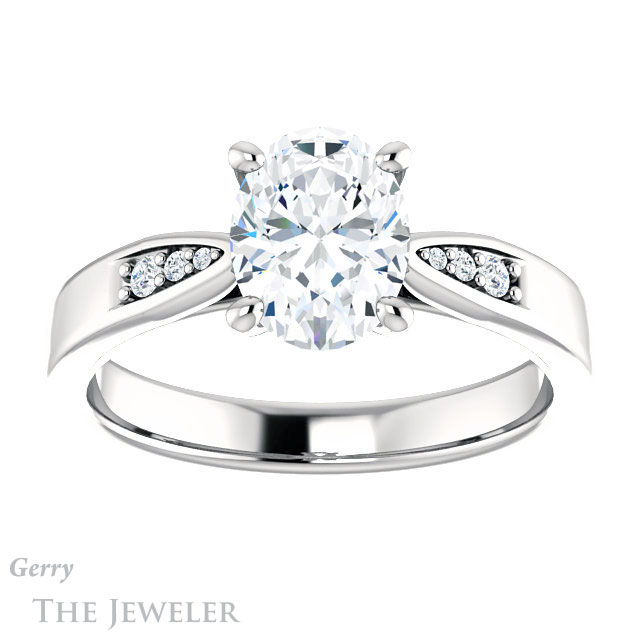 Oval Shaped Forever One Moissanite Engagement Ring #GTJ1232-oval-fo-w