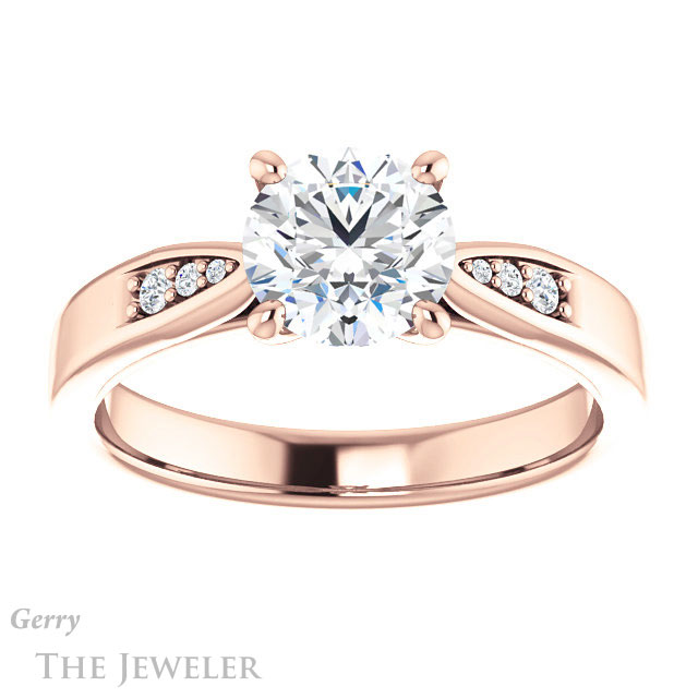 Round Cut Forever One Moissanite Engagement Ring #GTJ1232-round-fo-r
