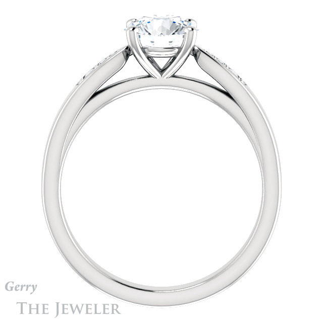 Round Cut Forever One Moissanite Engagement Ring #GTJ1232-round-fo-w