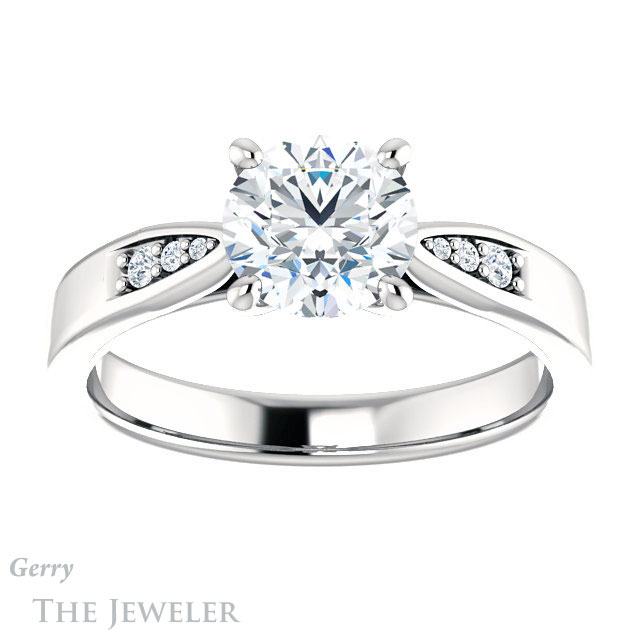 Round Cut Forever One Moissanite Engagement Ring #GTJ1232-round-fo-w