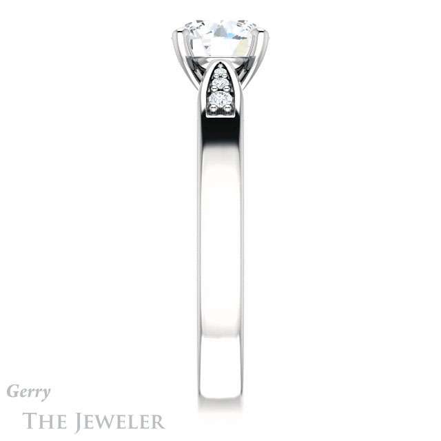 Round Cut Forever One Moissanite Engagement Ring #GTJ1232-round-fo-w