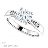 Round Cut Forever One Moissanite Engagement Ring #GTJ1232-round-fo-w