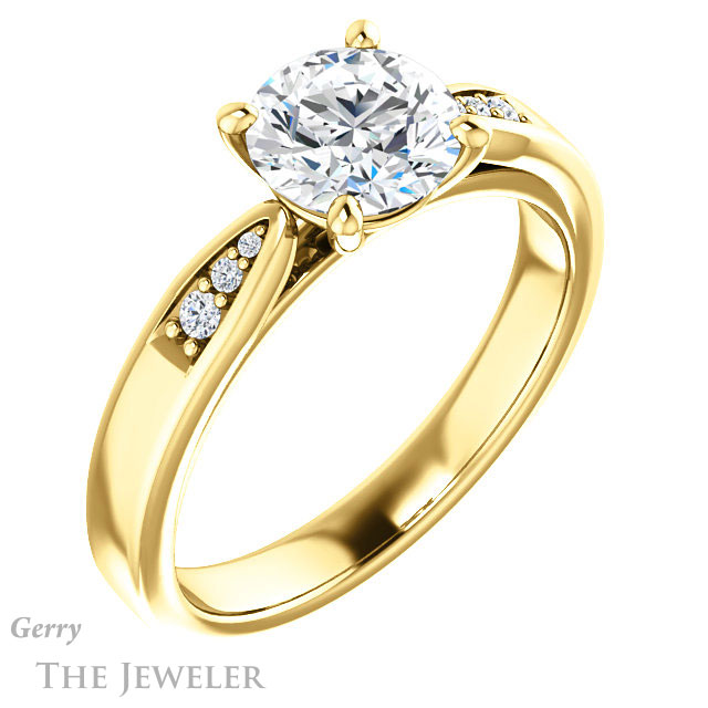 Round Cut Forever One Moissanite Engagement Ring #GTJ1232-round-fo-y 4 Round Cut Forever One Moissanite Engagement Ring #GTJ1232-round-fo-y